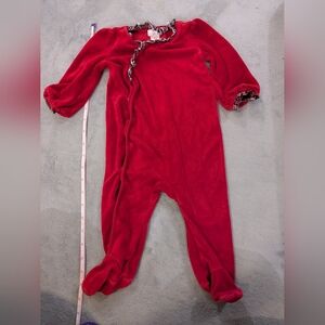 Cozy Red Kids Footie with Ruffle Trim